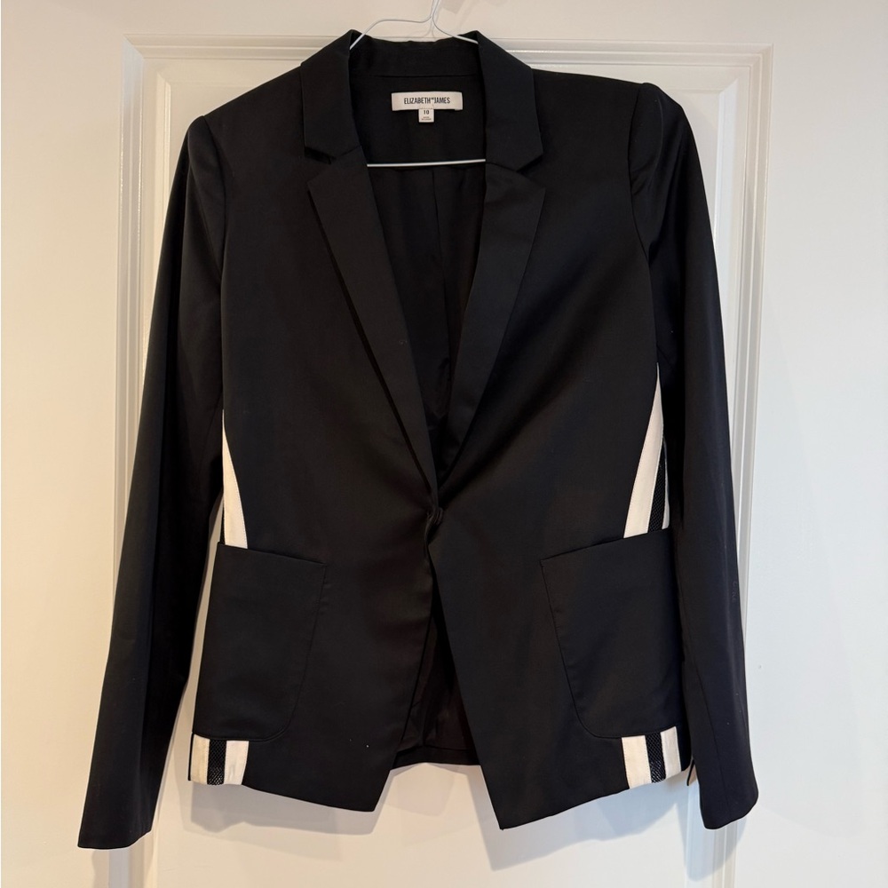 Elizabeth and James Black and White Blazer Tailored Suit Jacket